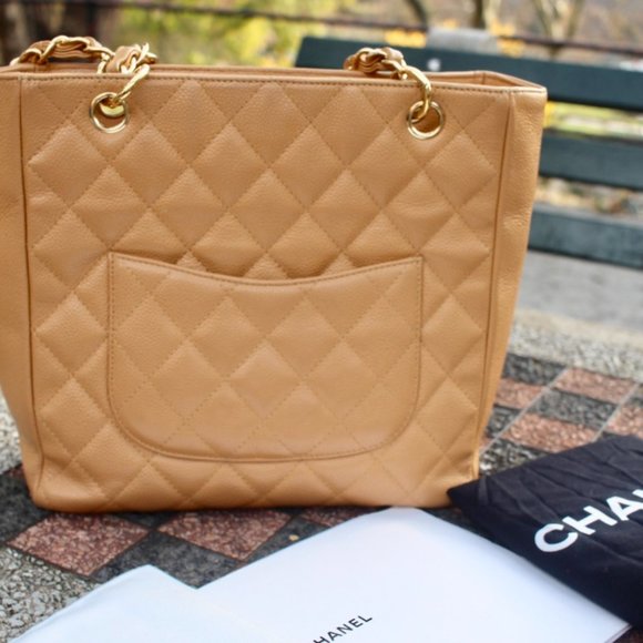 Auth CHANEL Caviar Gold Chain Shopping Tote Bag - Picture 13 of 16